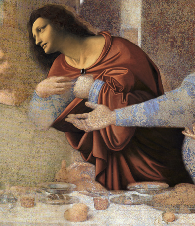 最後の晩餐　ピリポ　赤いマントの復元